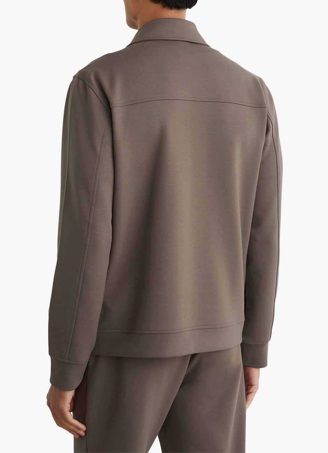 Reiss Newland sweatshirt met rits en opgestikte zakken - achterkant 5 lichtbruin