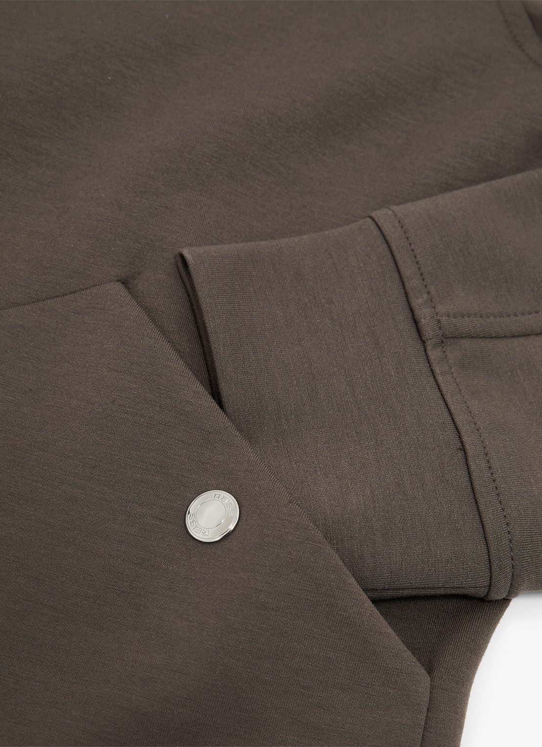 Reiss Newland sweatshirt met rits en opgestikte zakken - detail 4 lichtbruin