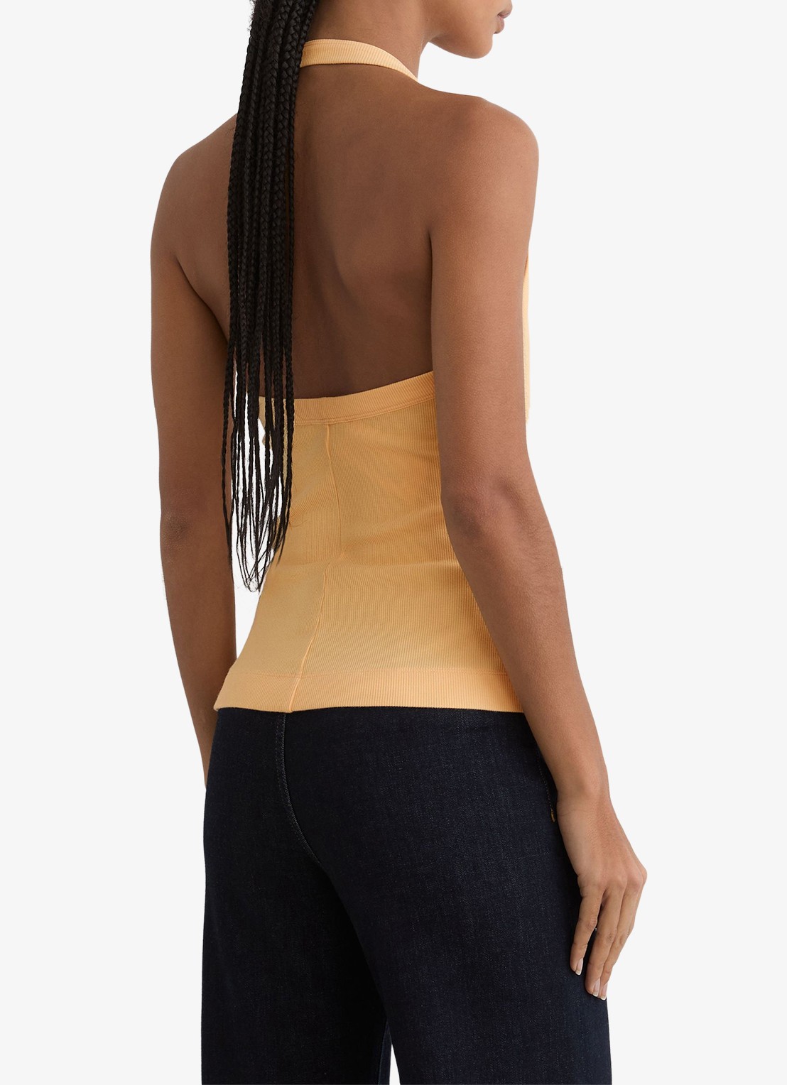 Reiss Nina top met ribstructuur - achterkant oranje