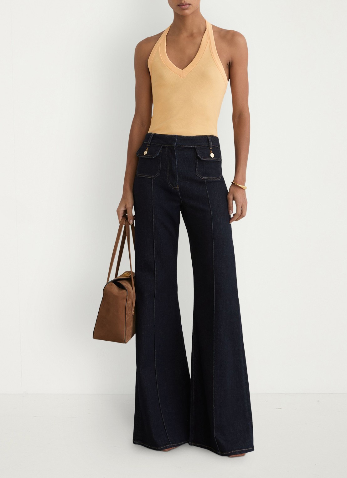 Reiss Nina top met ribstructuur - detail 7 oranje