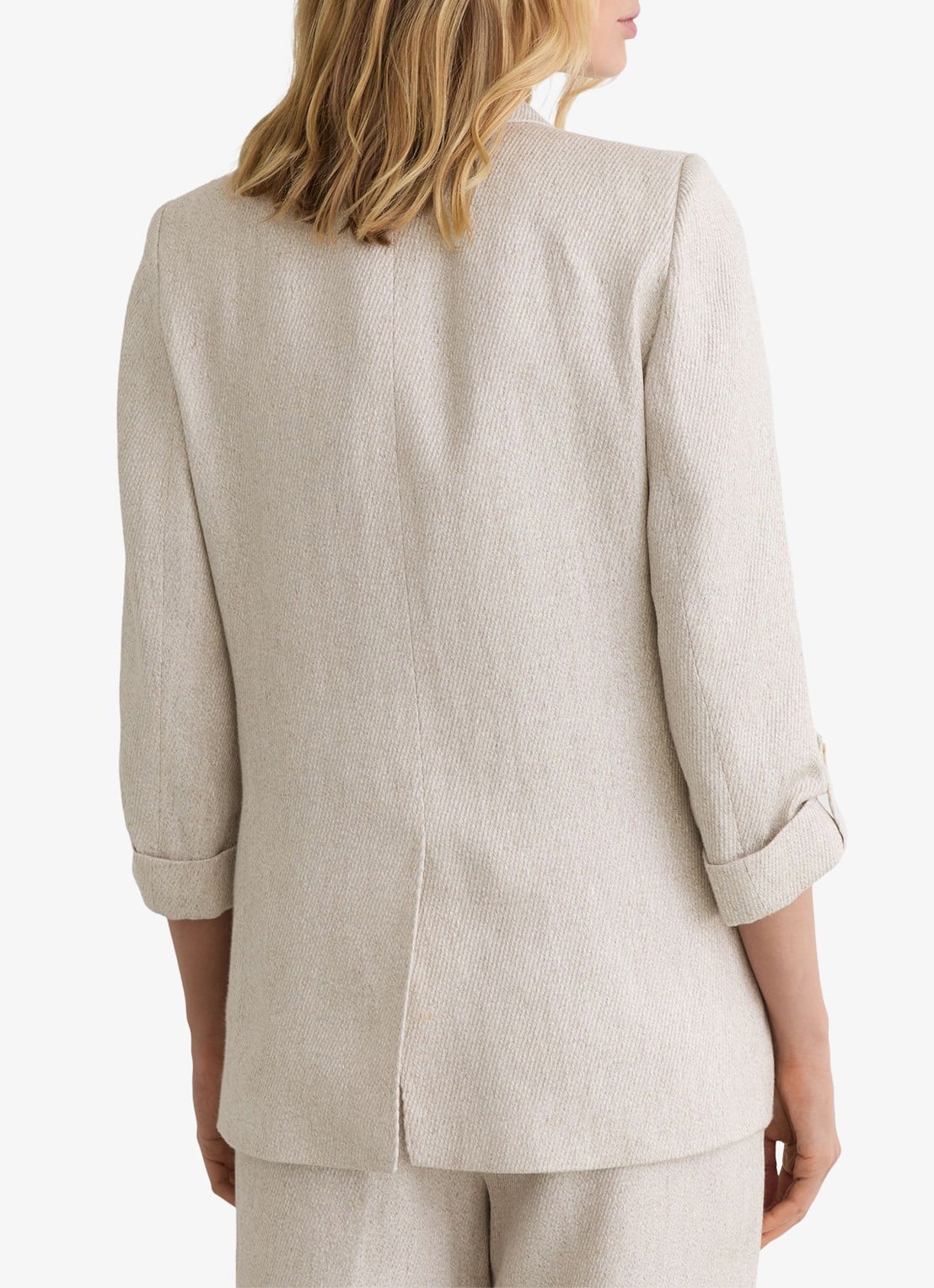 Reiss Nolah double breasted blazer in linnenblend - achterkant 3 gebroken wit