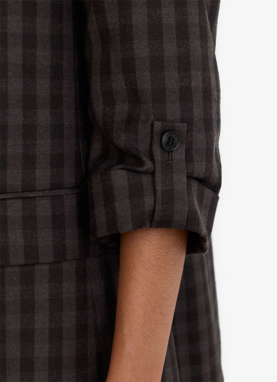 Reiss Nolah double-breasted blazer van wol met ruitdessin  - detail 2 donkerbruin