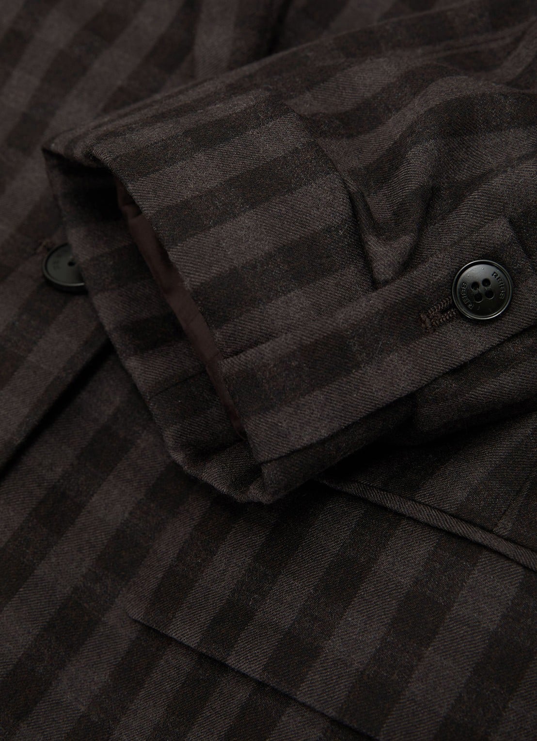 Reiss Nolah double-breasted blazer van wol met ruitdessin  - detail 3 donkerbruin