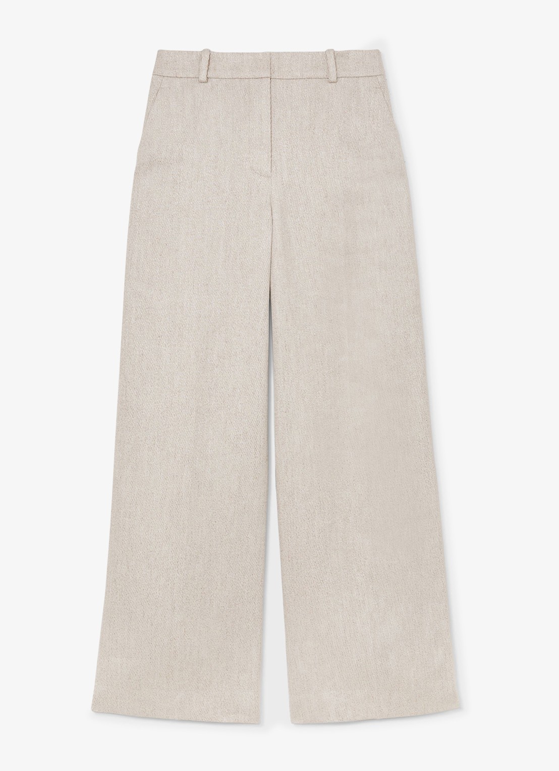Reiss Nolah high waist wide fit pantalon in linnenblend - voorkant 6 naturel