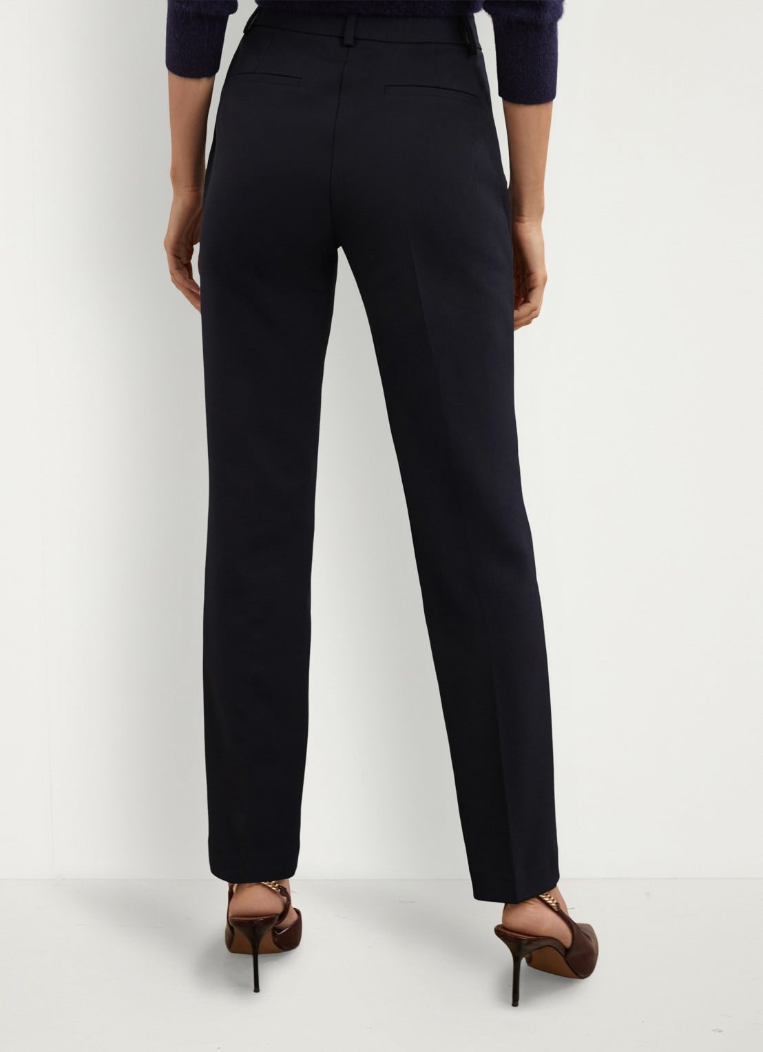 Reiss Norla high waist tapered fit pantalon met paspelzakken - achterkant 4 blauw