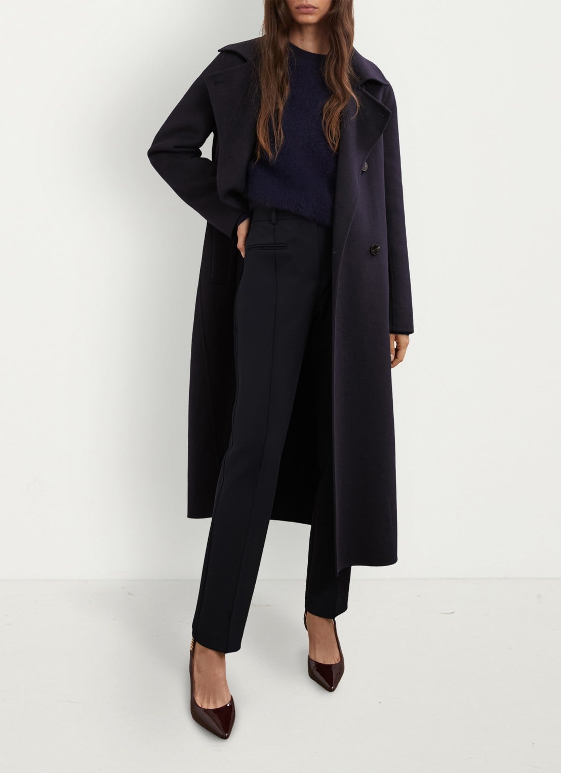 Reiss Norla high waist tapered fit pantalon met paspelzakken - voorkant 6 blauw