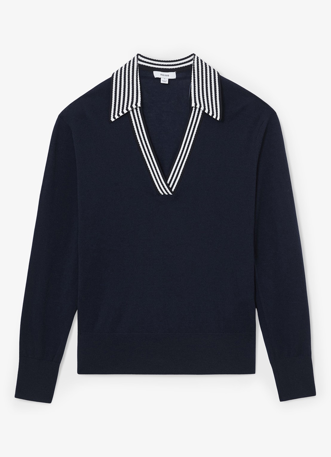 Reiss Nova fijngebreide trui van merino wol - voorkant 2 donkerblauw