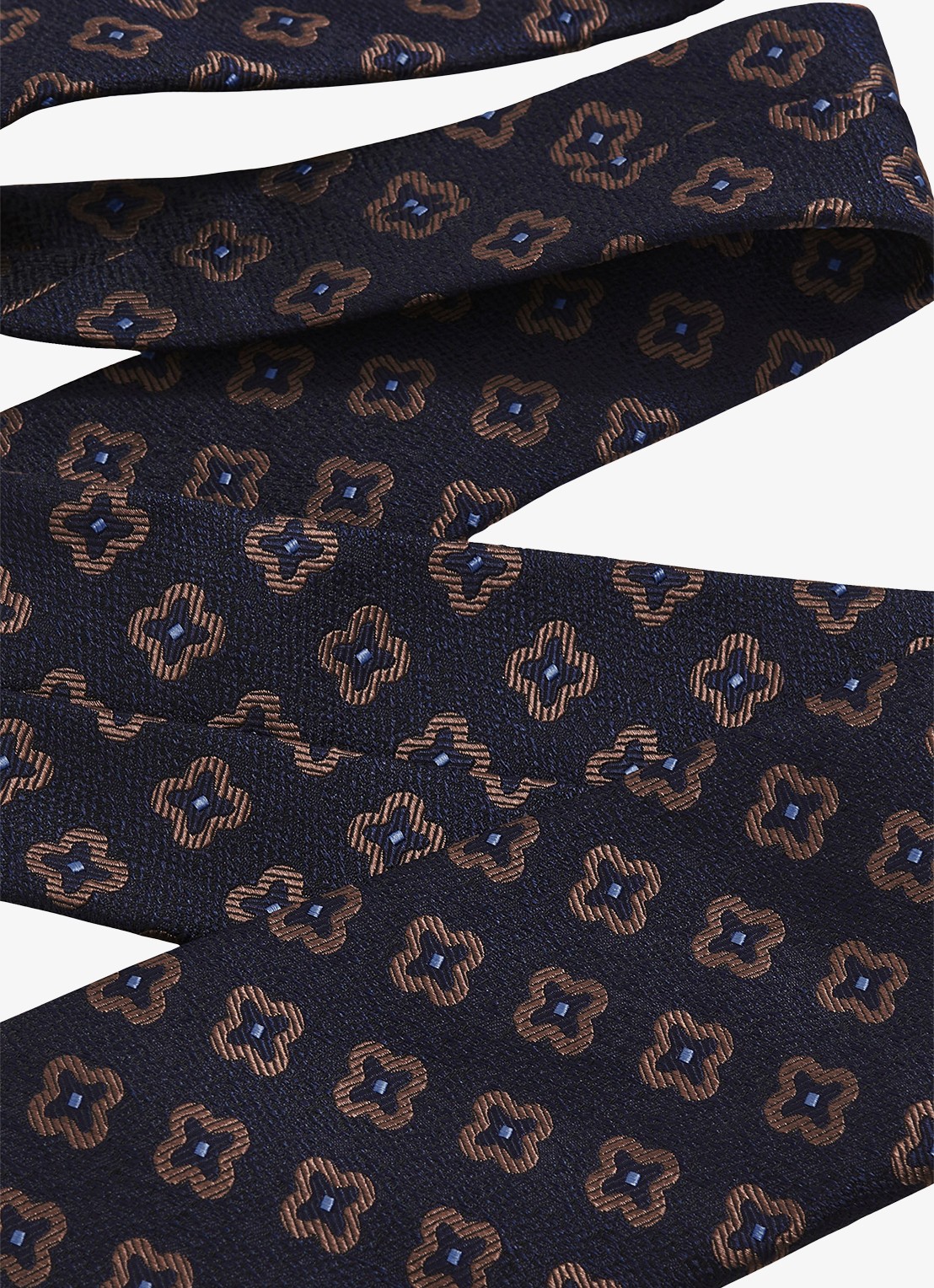 Reiss Omero stropdas in zijdeblend met grafische print  - detail donkerblauw