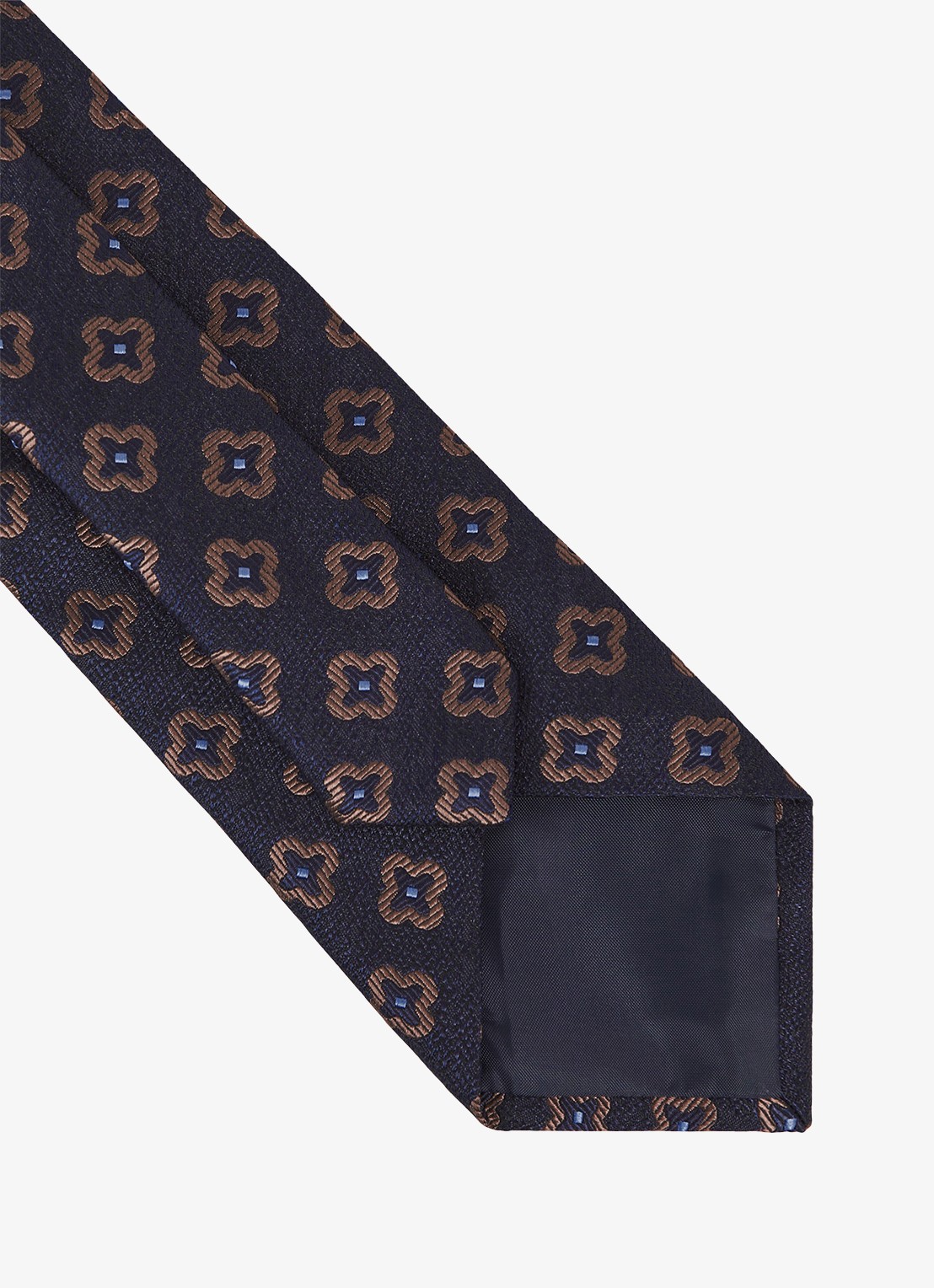 Reiss Omero stropdas in zijdeblend met grafische print  - detail 2 donkerblauw