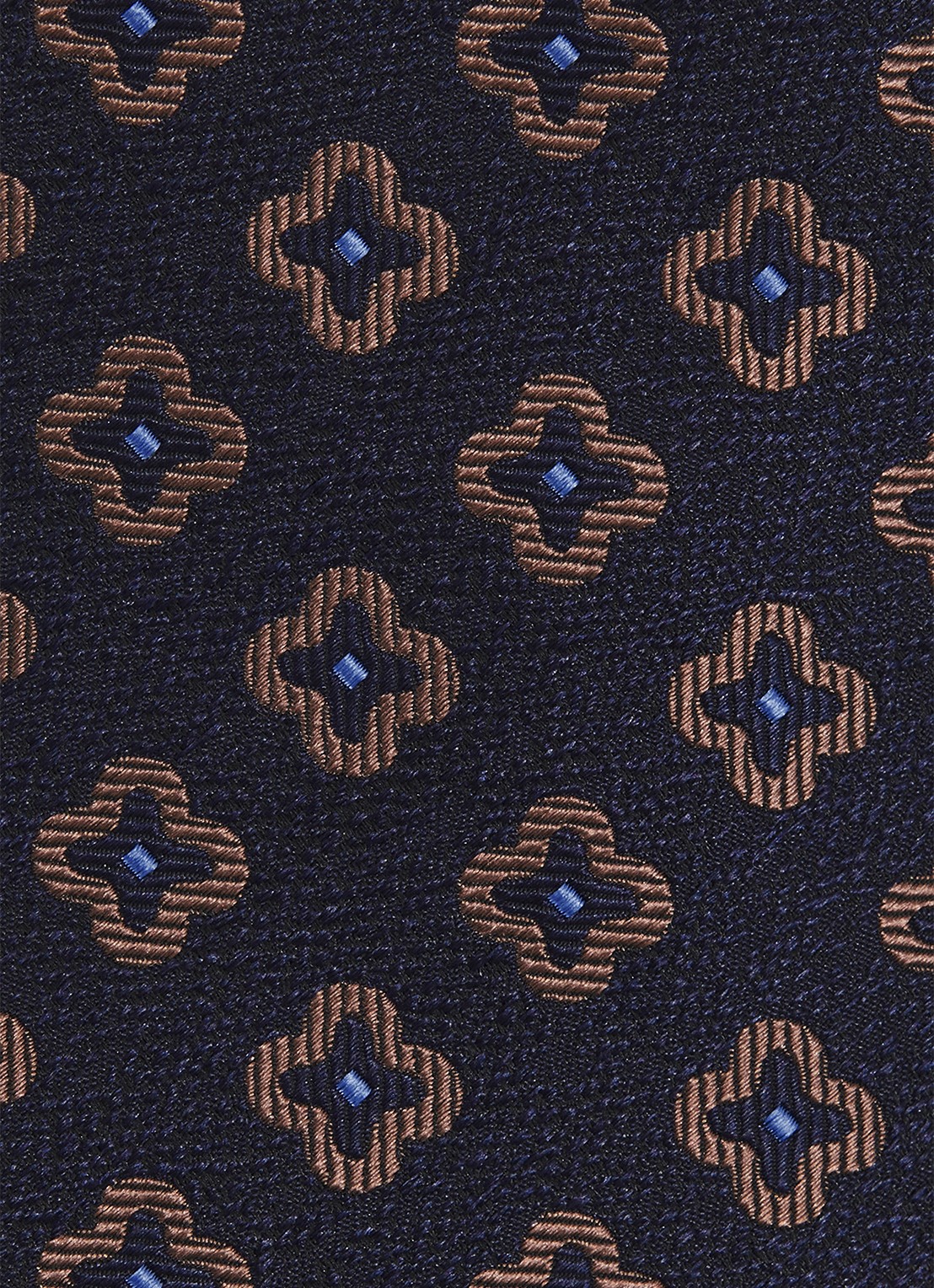 Reiss Omero stropdas in zijdeblend met grafische print  - detail 3 donkerblauw
