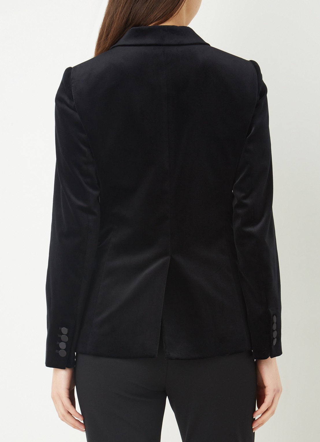 Reiss Opal blazer van fluweel met paspelzakken  - achterkant 4 zwart