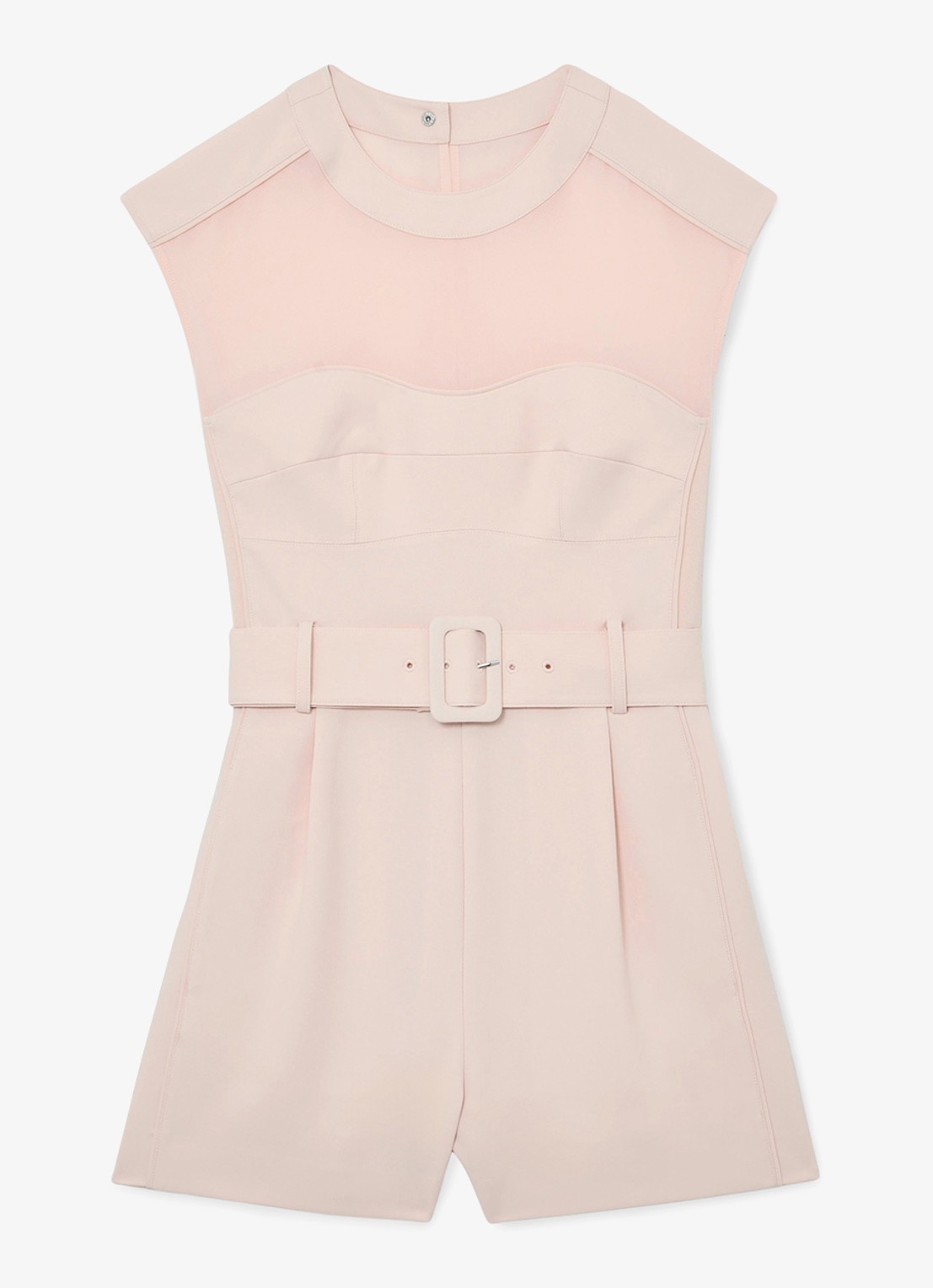 Reiss Ora straight fit playsuit met ceintuur - voorkant roze