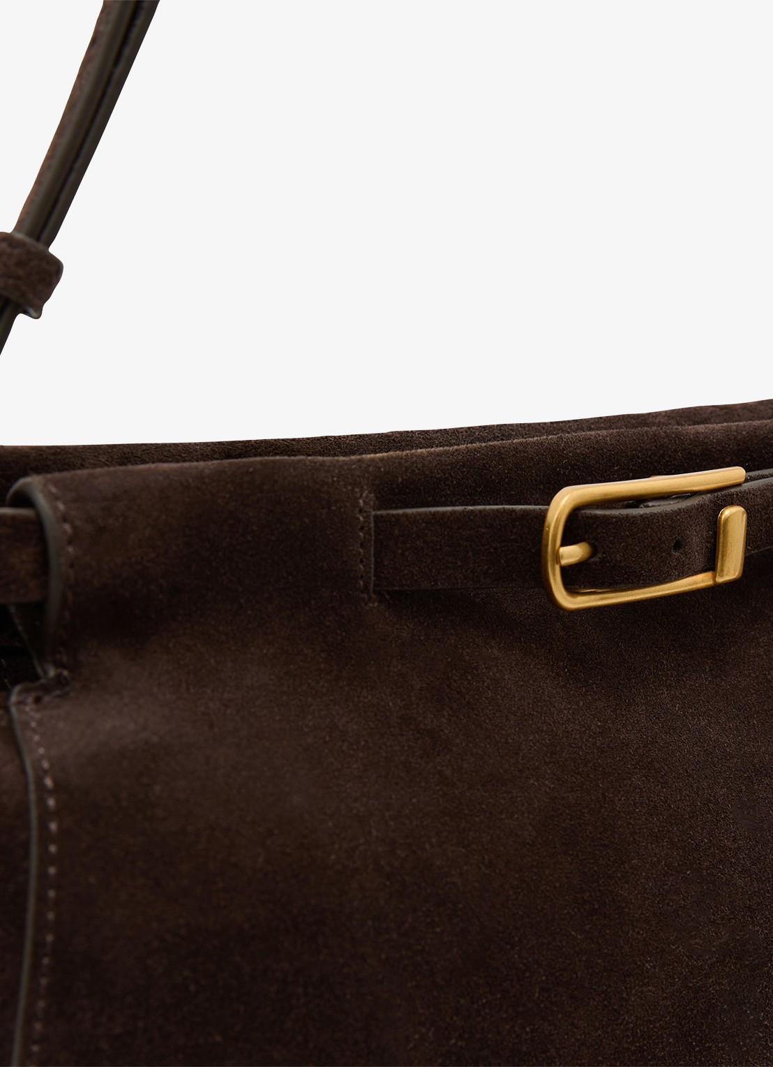 Reiss Oriana schoudertas van suéde - detail 4 chocoladebruin