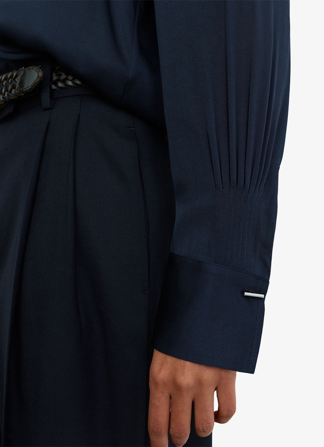Reiss Orla tuniek in zijdeblend met kraag - detail 3 blauw