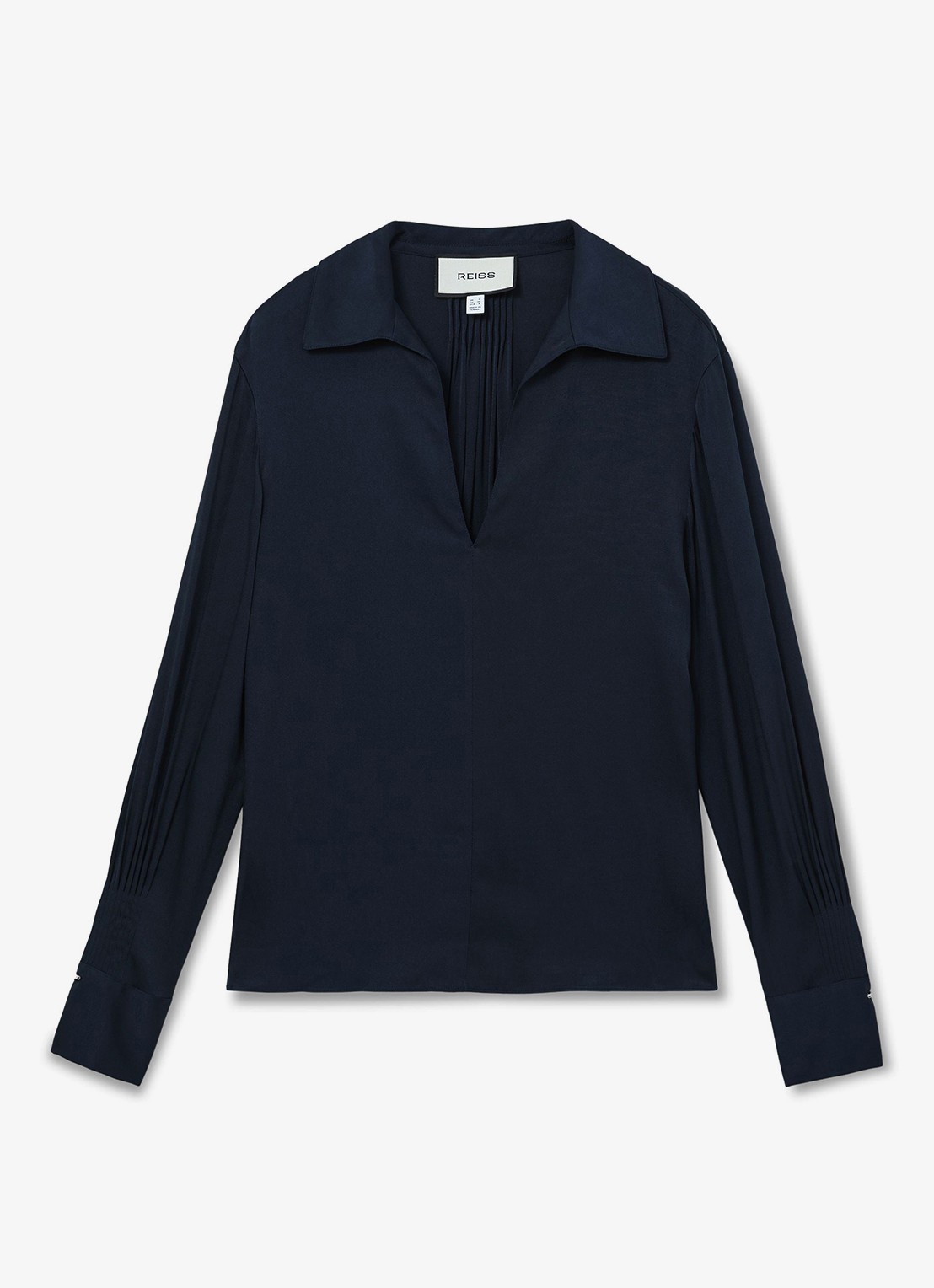 Reiss Orla tuniek in zijdeblend met kraag - voorkant 7 blauw