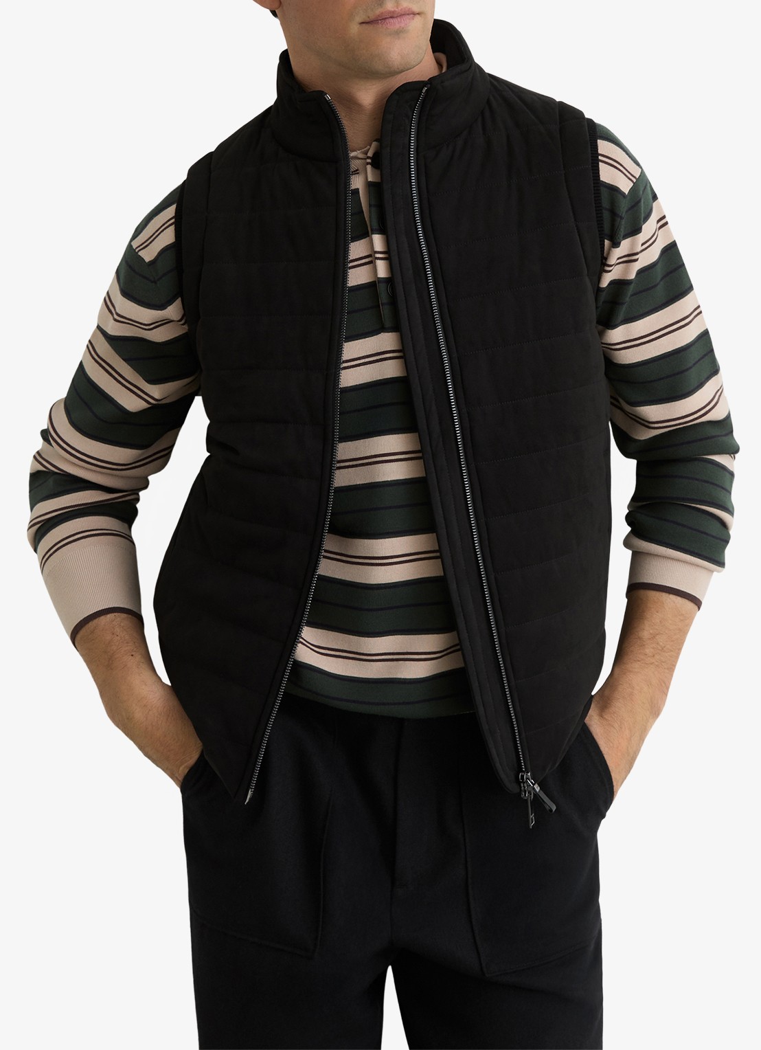 Reiss Orson grofgebreide gilet met steekzakken - detail 4 black / zwart