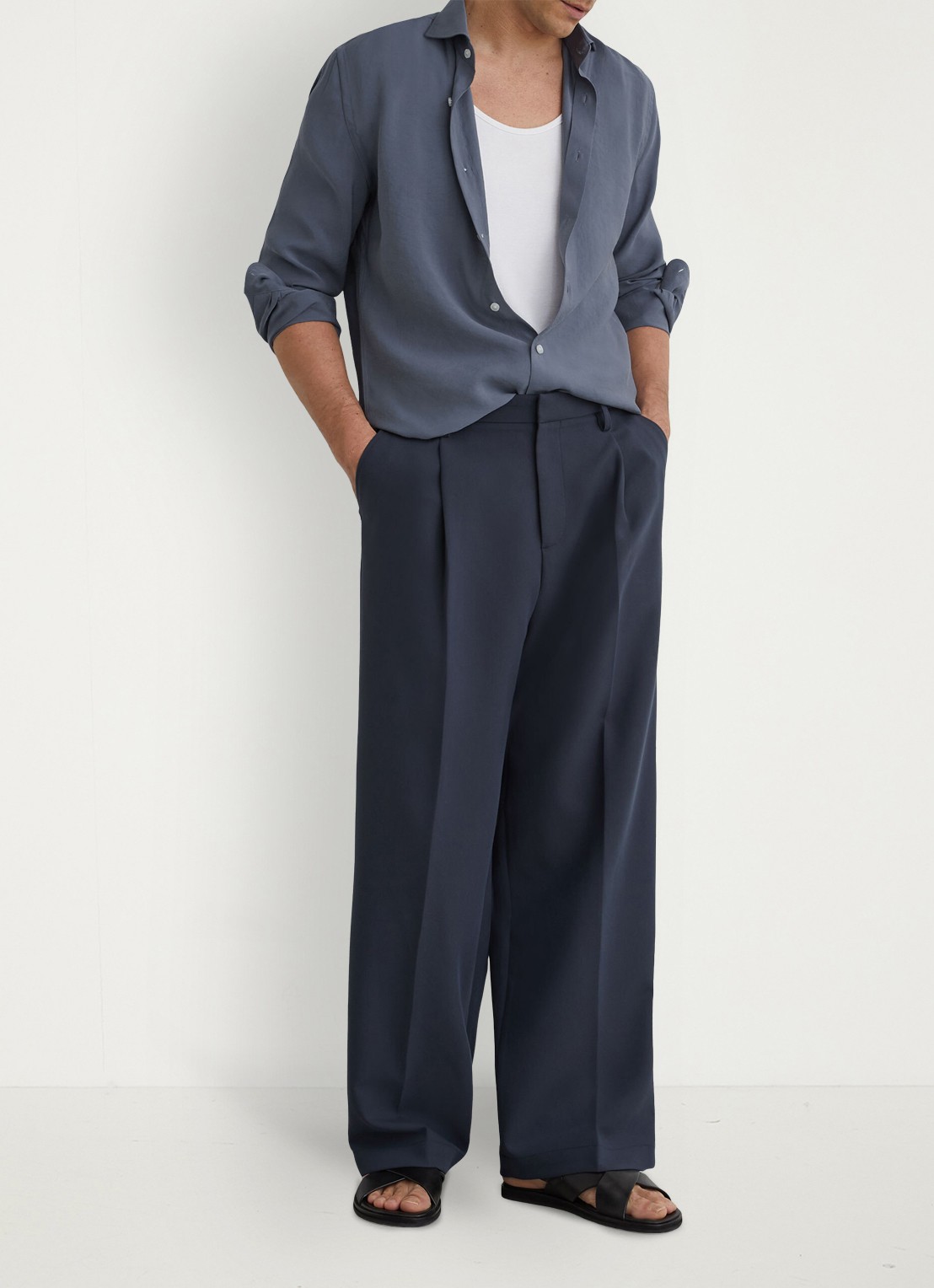 Reiss Oscar regular fit overhemd - voorkant 3 blauwgrijs