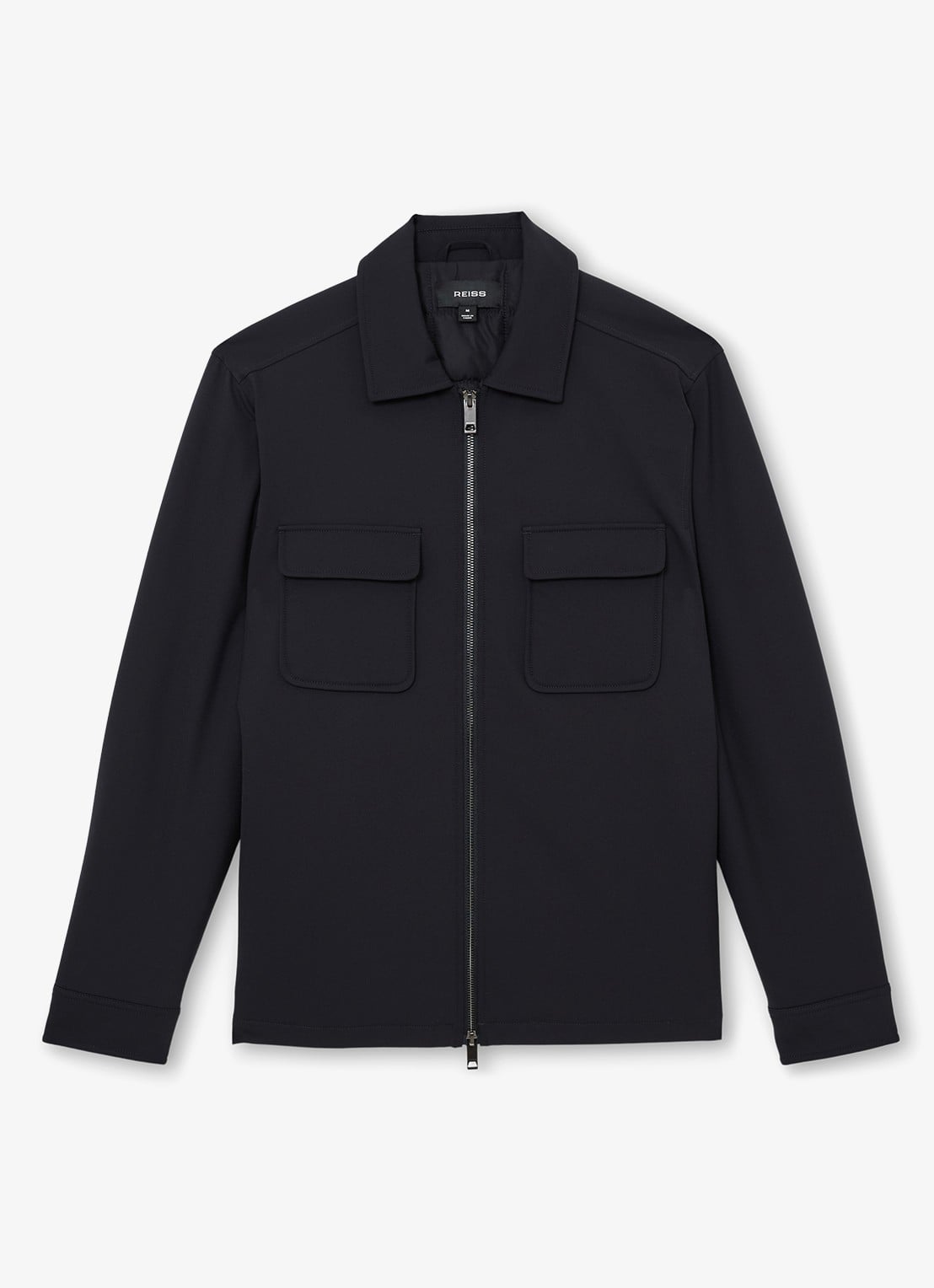 Reiss Oshei overshirt met borstzakken - voorkant 2 donkerblauw