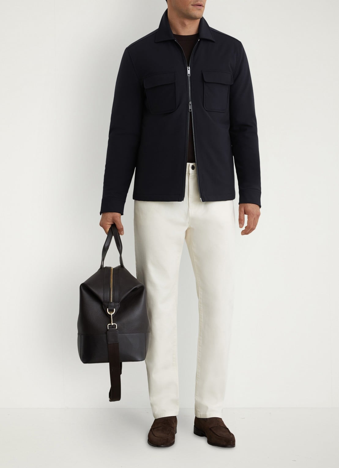 Reiss Oshei overshirt met borstzakken - voorkant 3 donkerblauw