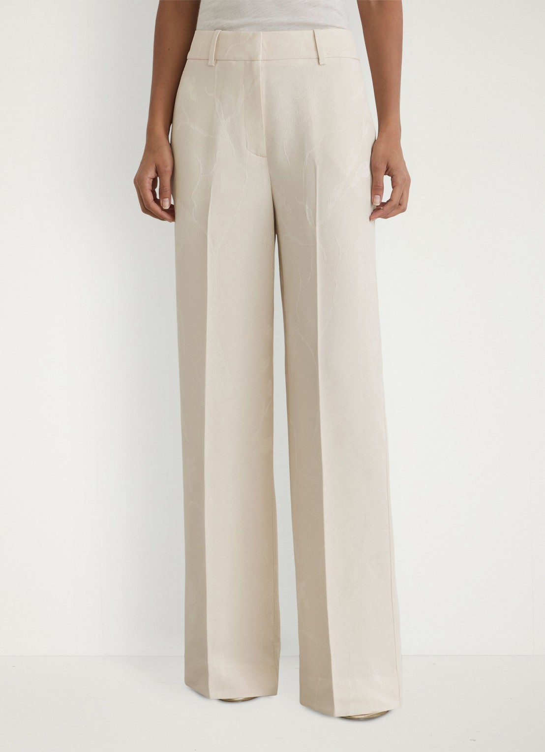 Reiss Ottie high waist wide fit pantalon met bloemenprint - detail 4 wit