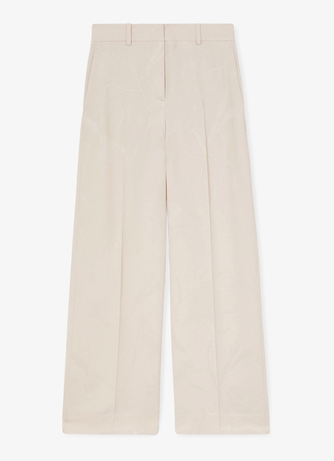 Reiss Ottie high waist wide fit pantalon met bloemenprint - voorkant wit