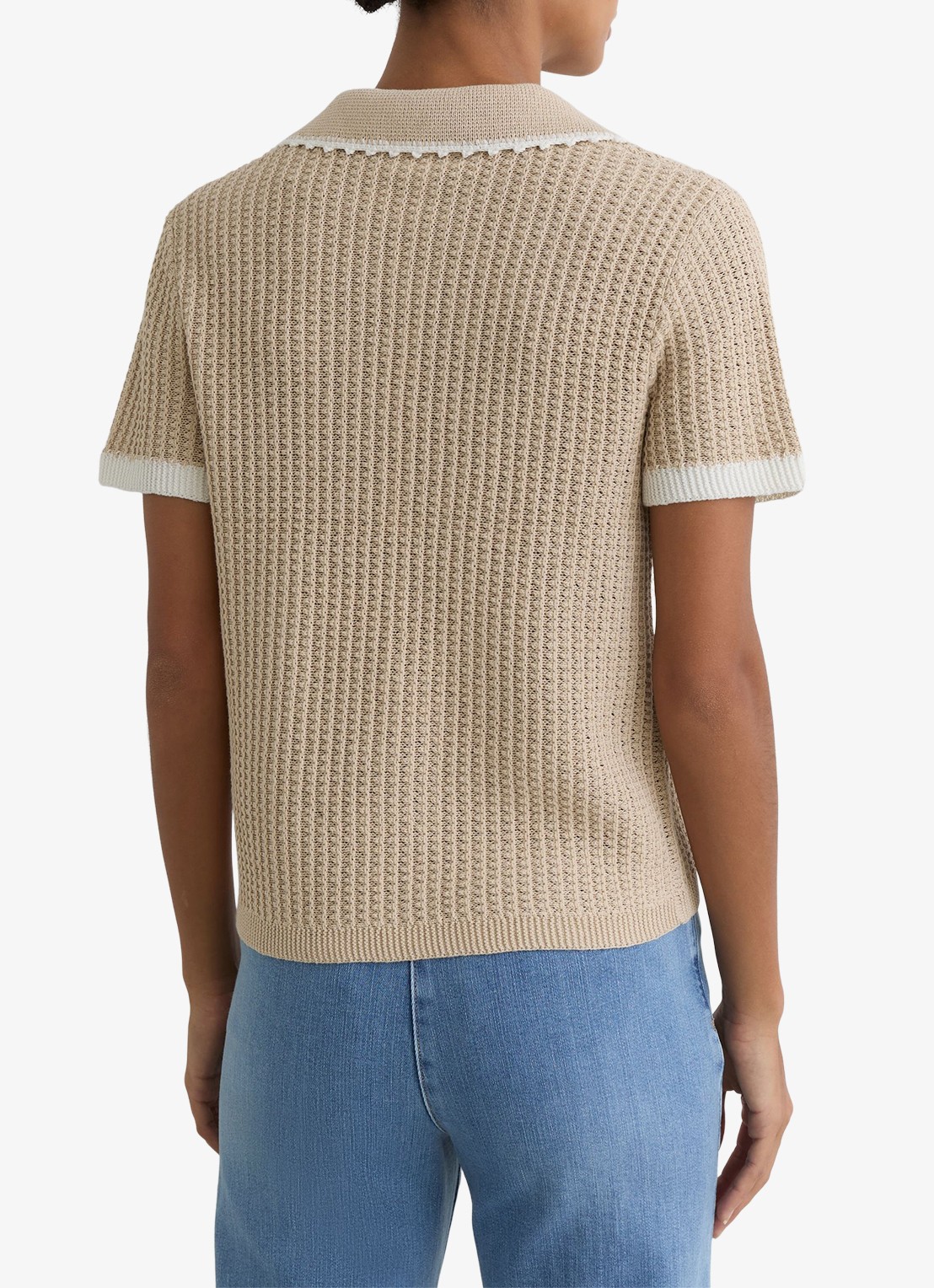 Reiss Ottilie grofgebreide top in linnenblend - achterkant beige
