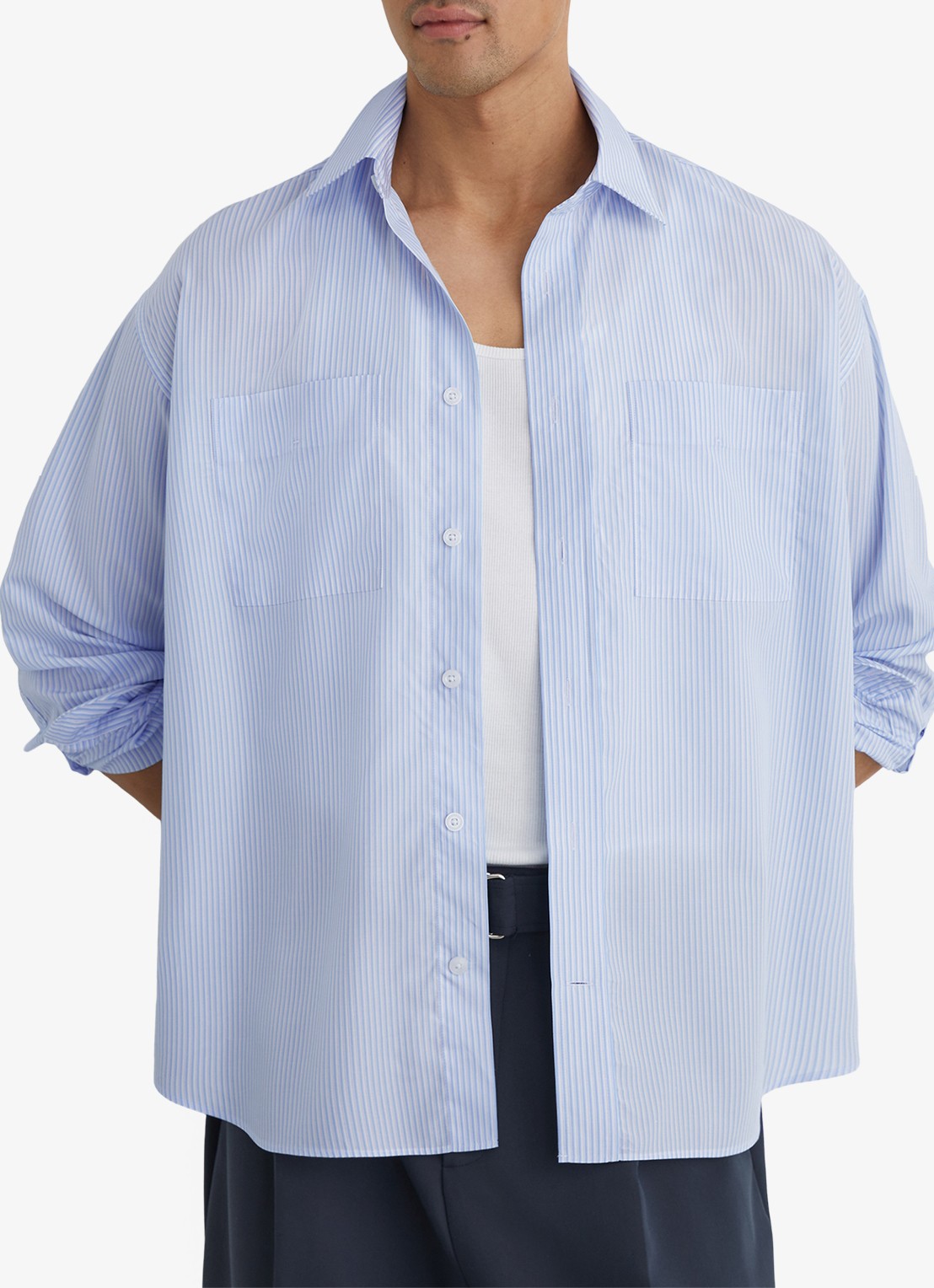 Reiss Ovante overshirt van lyocell - detail 4 lichtblauw