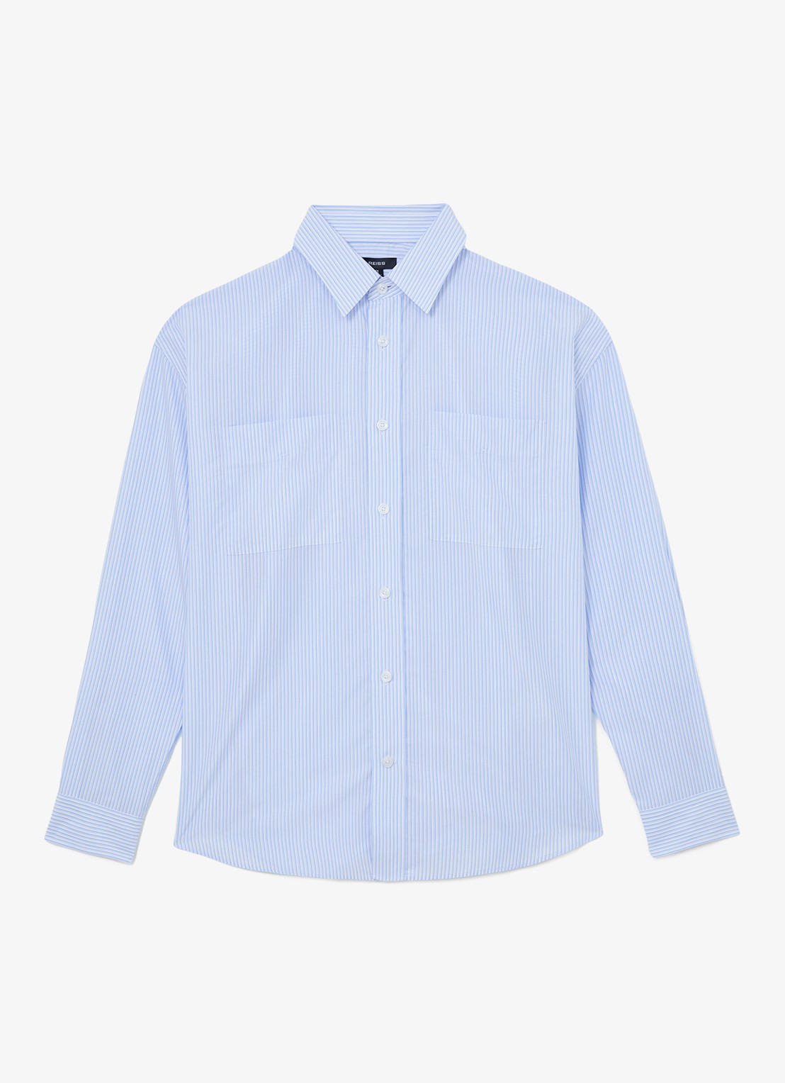 Reiss Ovante overshirt van lyocell - voorkant lichtblauw
