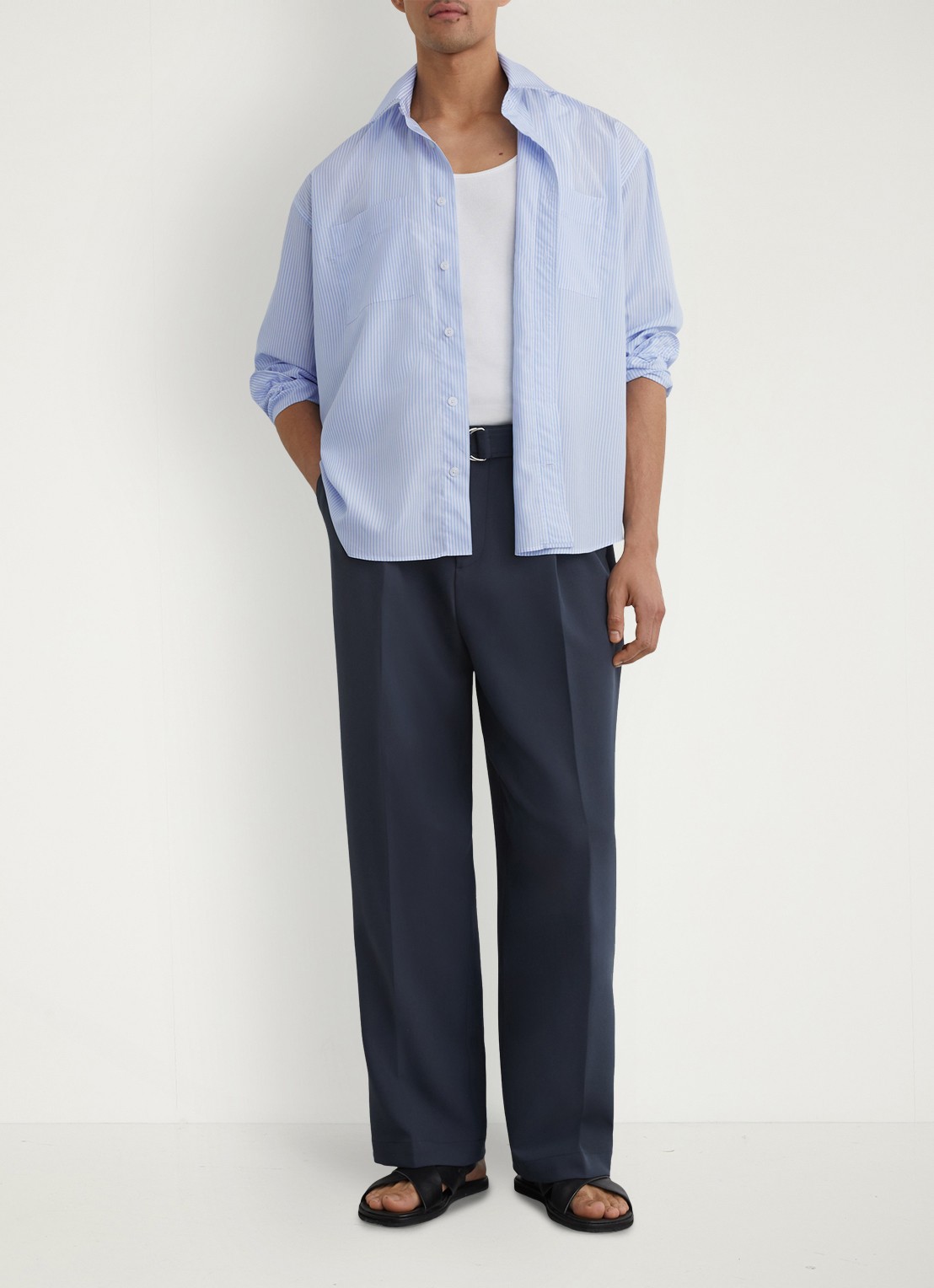 Reiss Ovante overshirt van lyocell - voorkant 2 lichtblauw