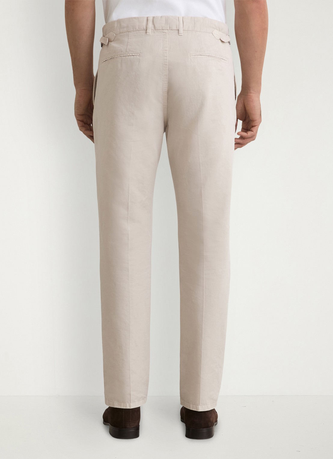 Reiss Pablo tapered fit pantalon in linnenblend - achterkant 3 stone / beige