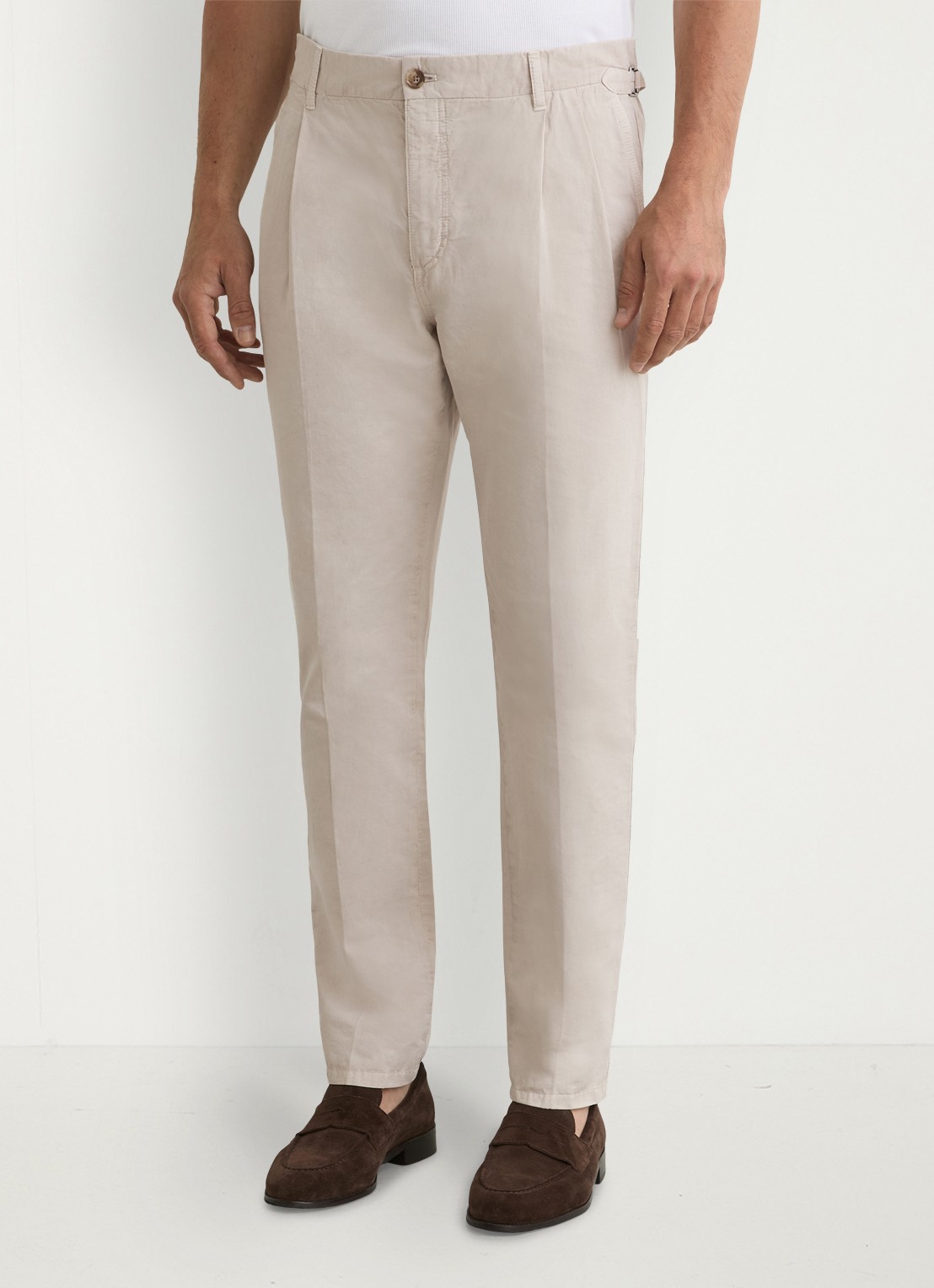 Reiss Pablo tapered fit pantalon in linnenblend - detail 4 stone / beige