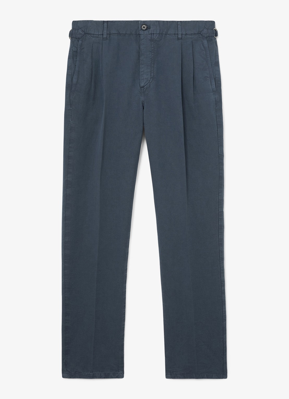 Reiss Pablo tapered fit pantalon in linnenblend - voorkant 4 airforce blue / blauw