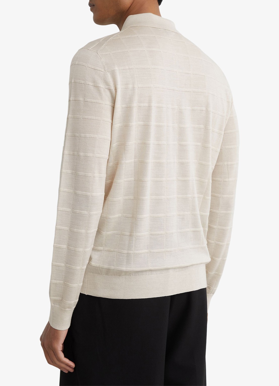 Reiss Pallas fijngebreide trui in wolblend met polokraag - achterkant 7 ecru / beige