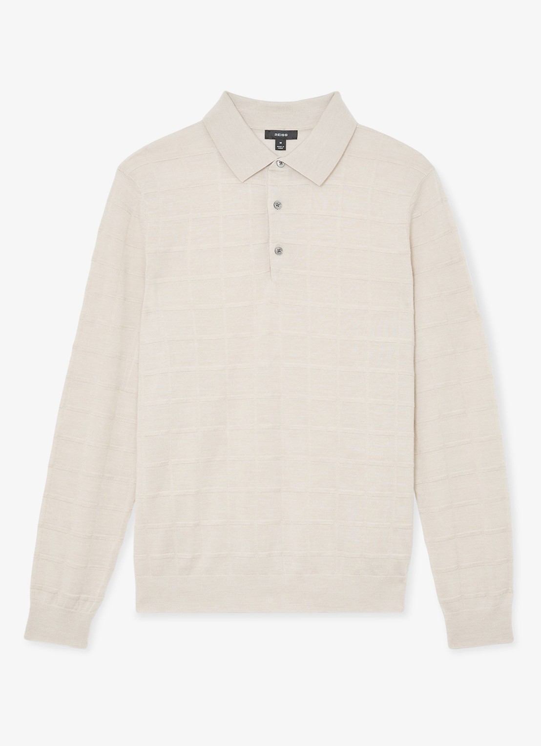 Reiss Pallas fijngebreide trui in wolblend met polokraag - voorkant ecru / beige