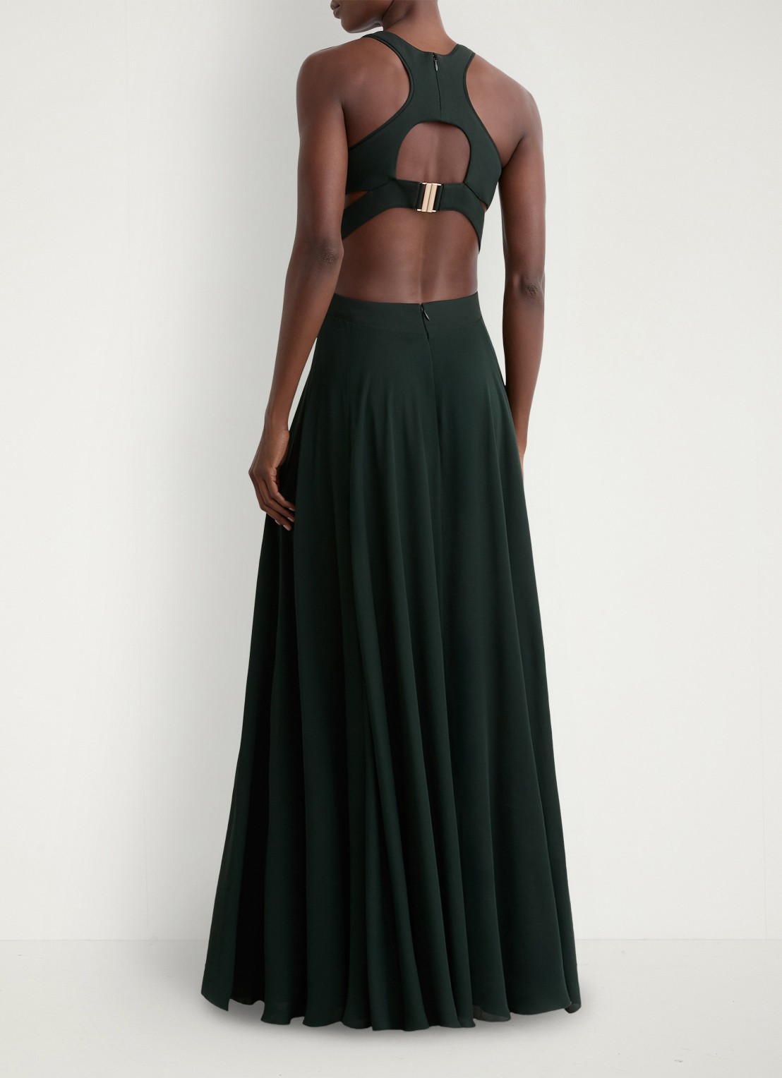 Reiss Paloma maxi jurk met cut out detail  - achterkant 7 groen