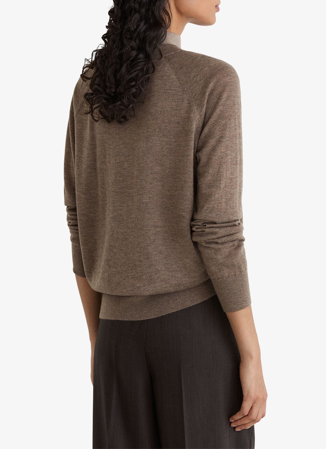 Reiss Paris fijngebreide pullover in merino wolblend - achterkant 7 zand