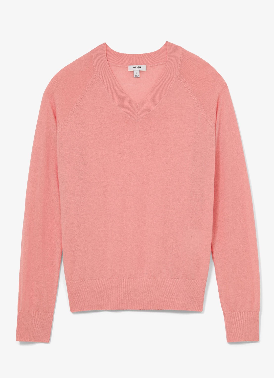 Reiss Paris fijngebreide pullover in merino wolblend - voorkant 4 roze