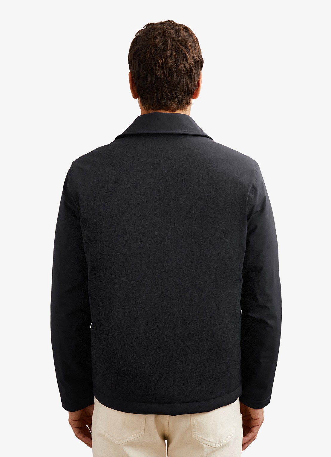 Reiss Parker gewatteerd regular fit overhemd met borstzak - achterkant navy / blauw