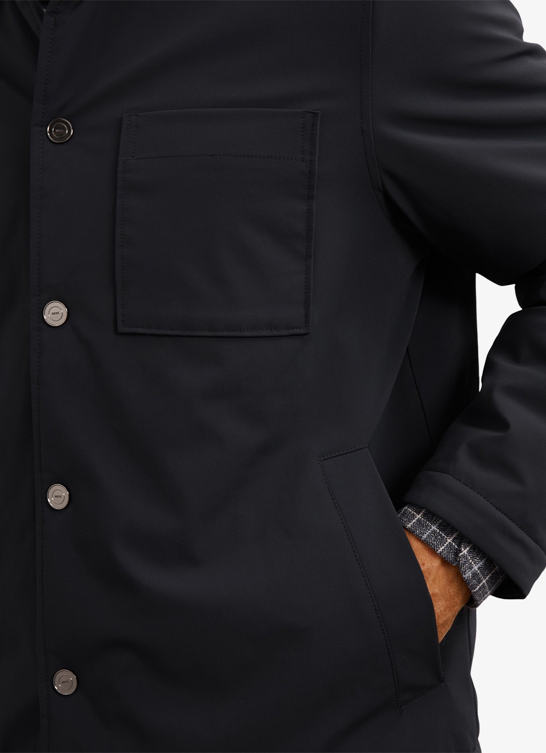 Reiss Parker gewatteerd regular fit overhemd met borstzak - detail 3 navy / blauw