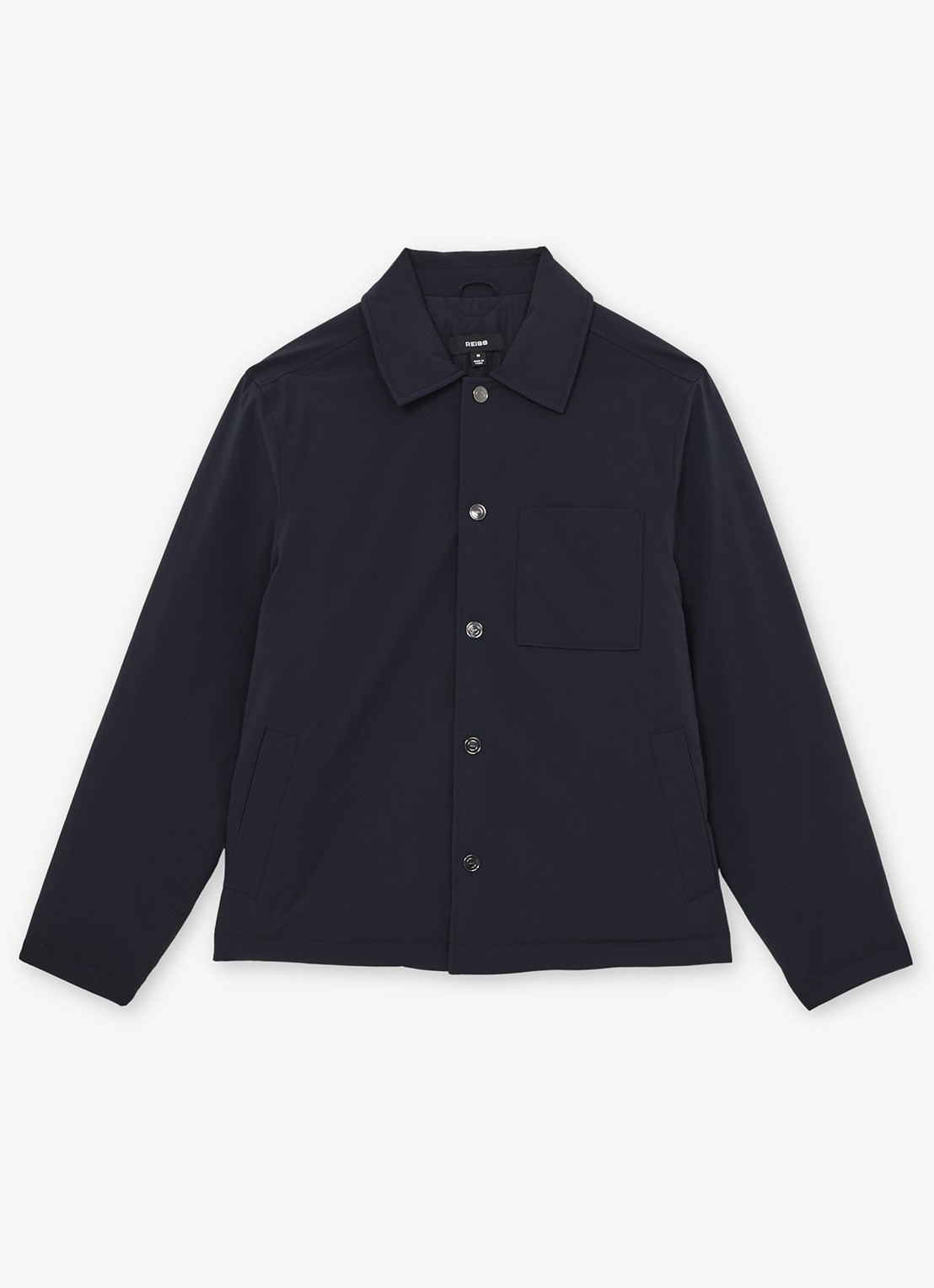 Reiss Parker gewatteerd regular fit overhemd met borstzak - voorkant 5 navy / blauw
