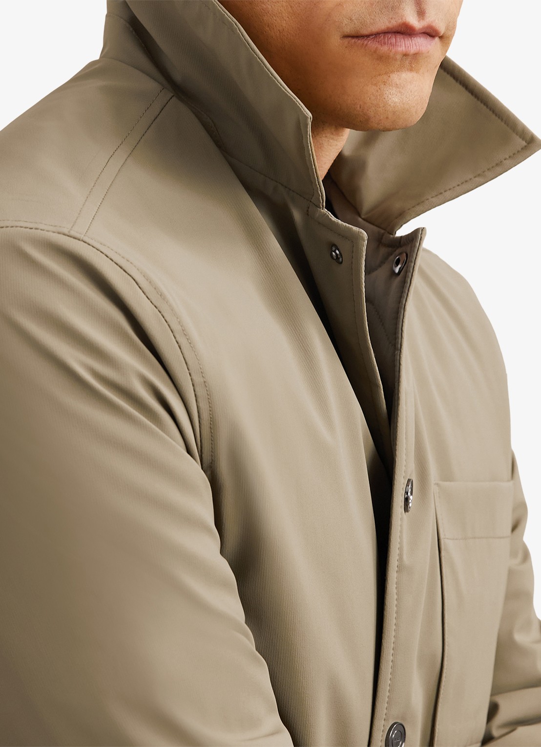 Reiss Parker gewatteerd regular fit overhemd met borstzak - detail 5 olijfgroen