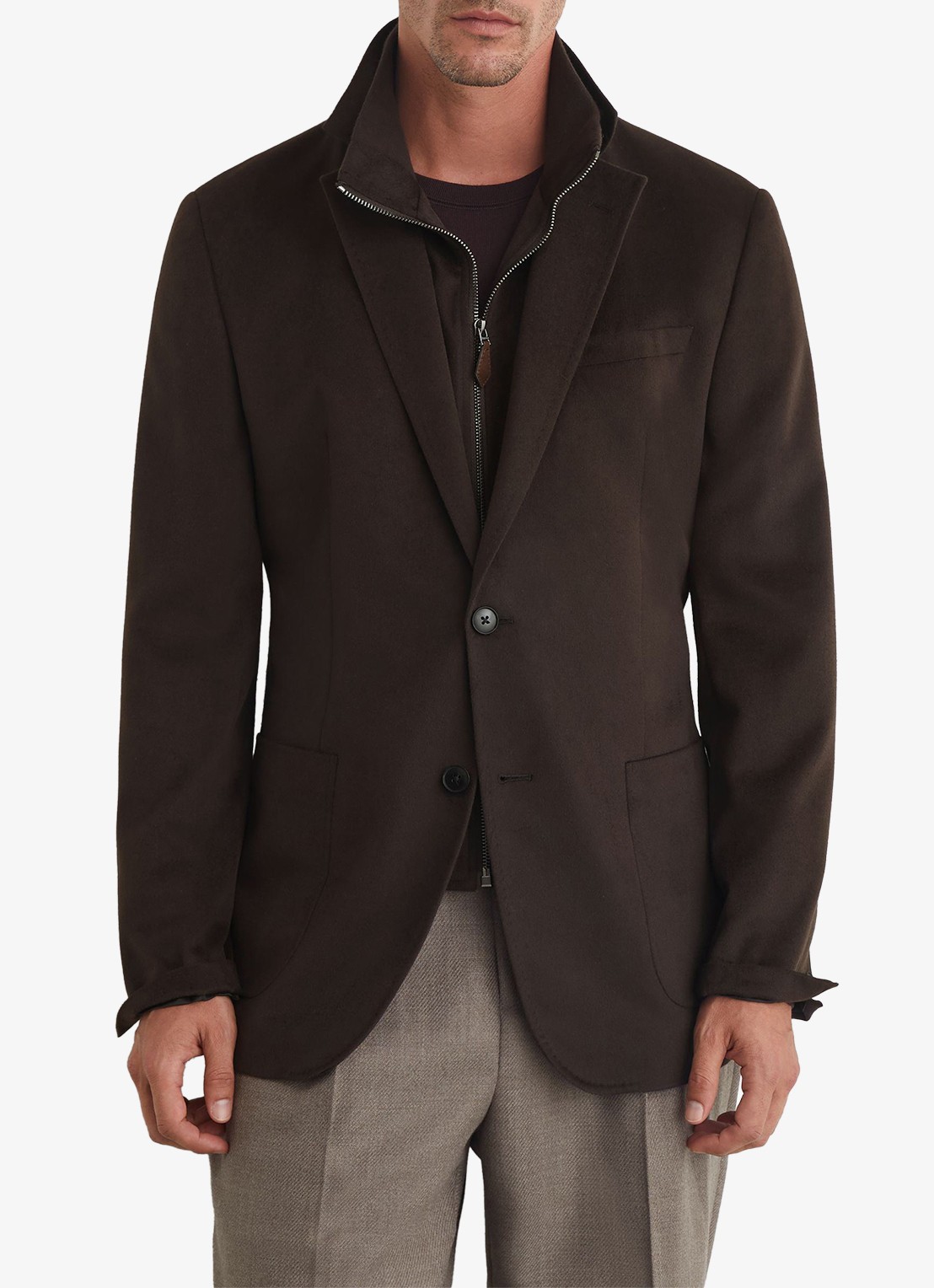 Reiss PATCH regular fit colbert in wolblend  - detail 3 chocoladebruin