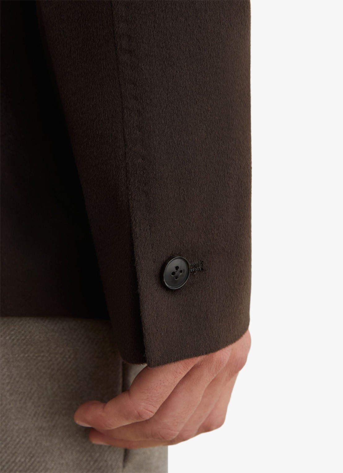 Reiss PATCH regular fit colbert in wolblend  - detail 4 chocoladebruin