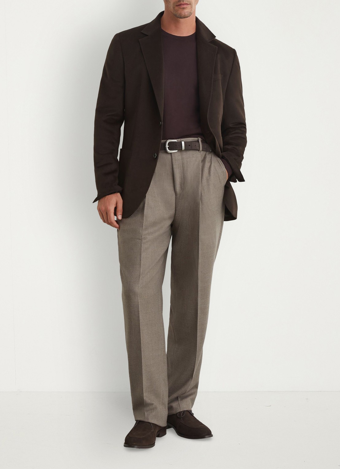 Reiss PATCH regular fit colbert in wolblend  - voorkant 7 chocoladebruin