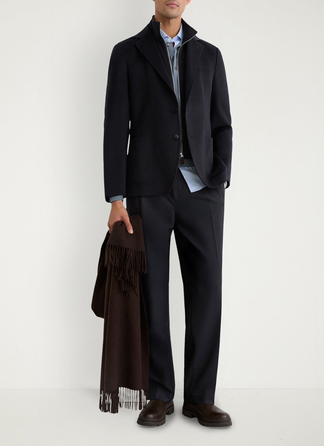 Reiss Patch single breasted colbert in wolblend - voorkant 2 donkerblauw