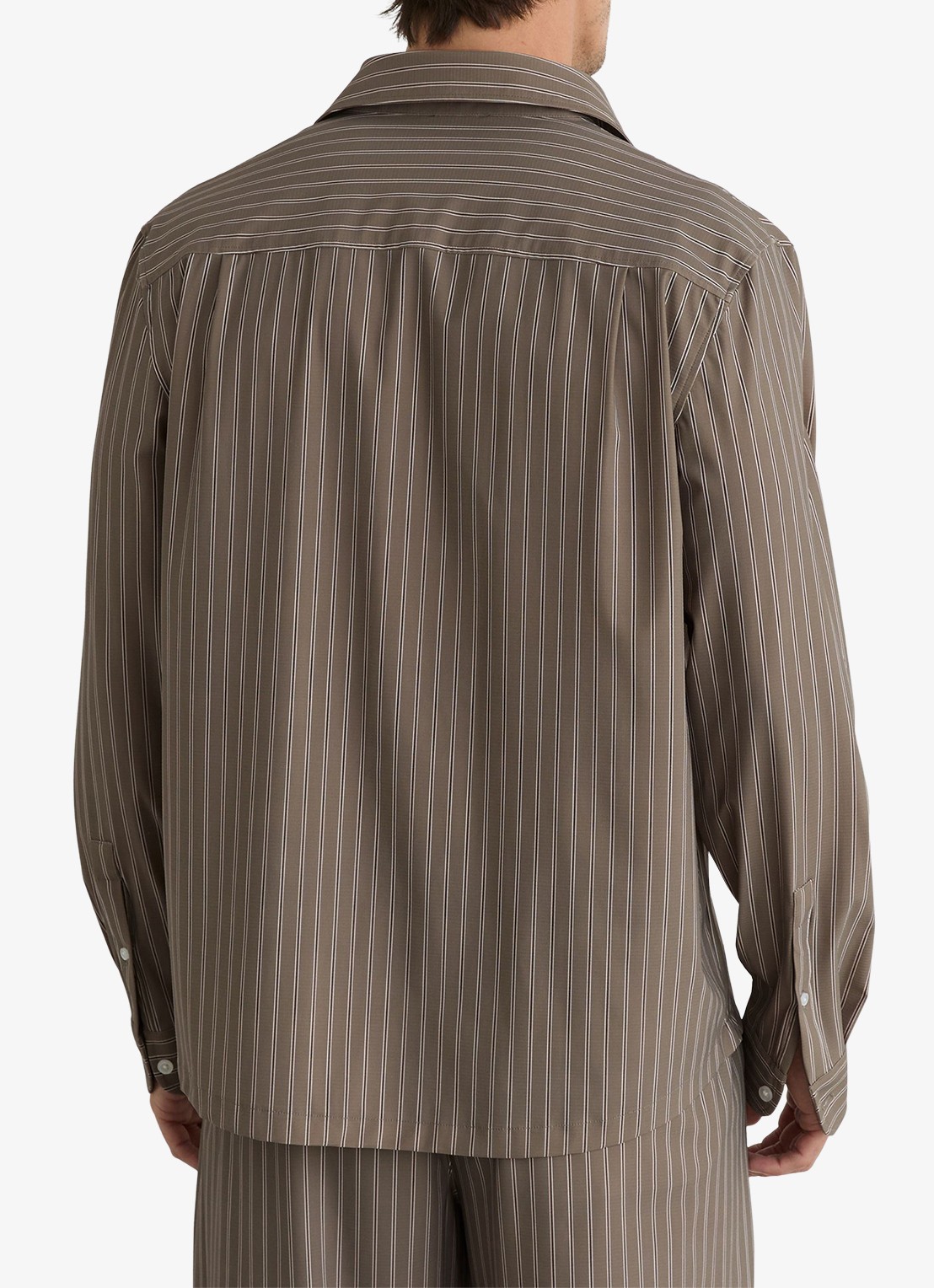 Reiss Peake regular fit overhemd met streepprint - achterkant taupe
