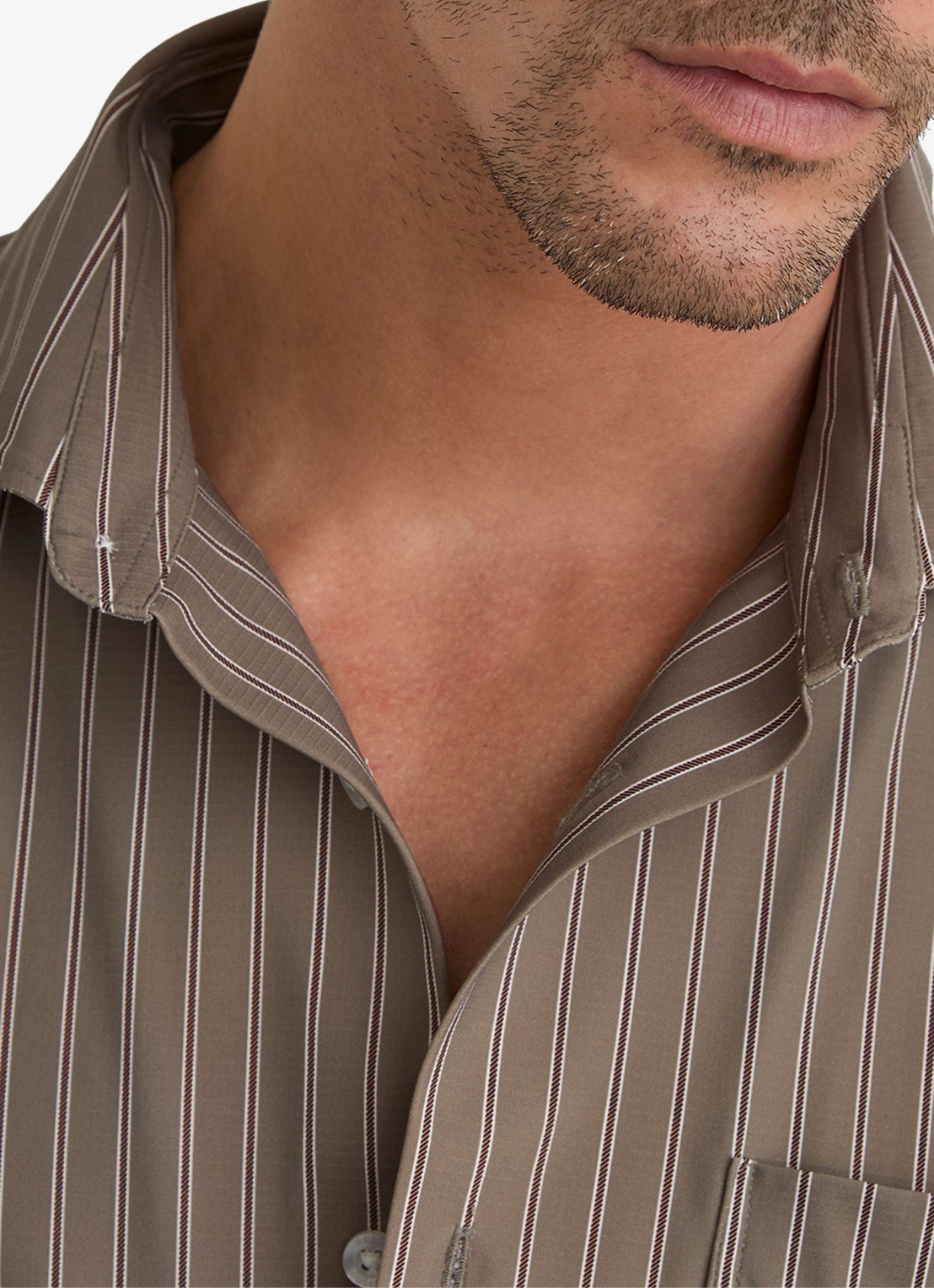 Reiss Peake regular fit overhemd met streepprint - detail 5 taupe
