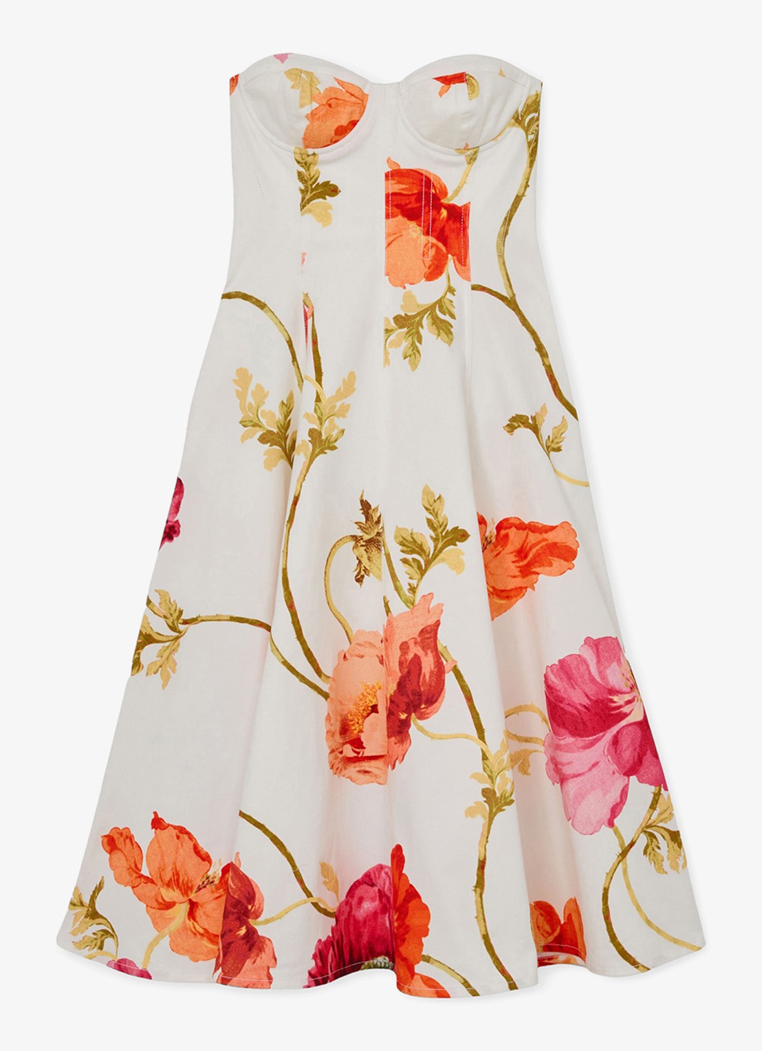 Reiss Penelope midi jurk met steekzakken en bloemenprint - voorkant 2 creme