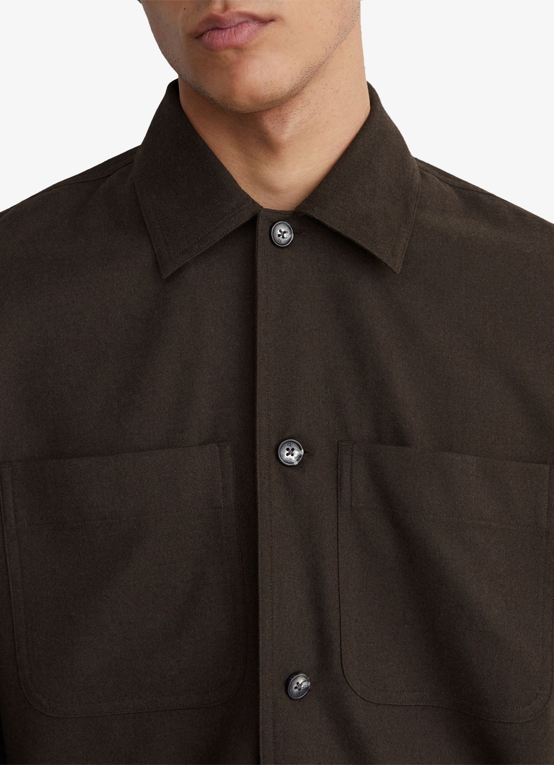 Reiss PENGE overshirt in wolblend  - detail 5 chocoladebruin