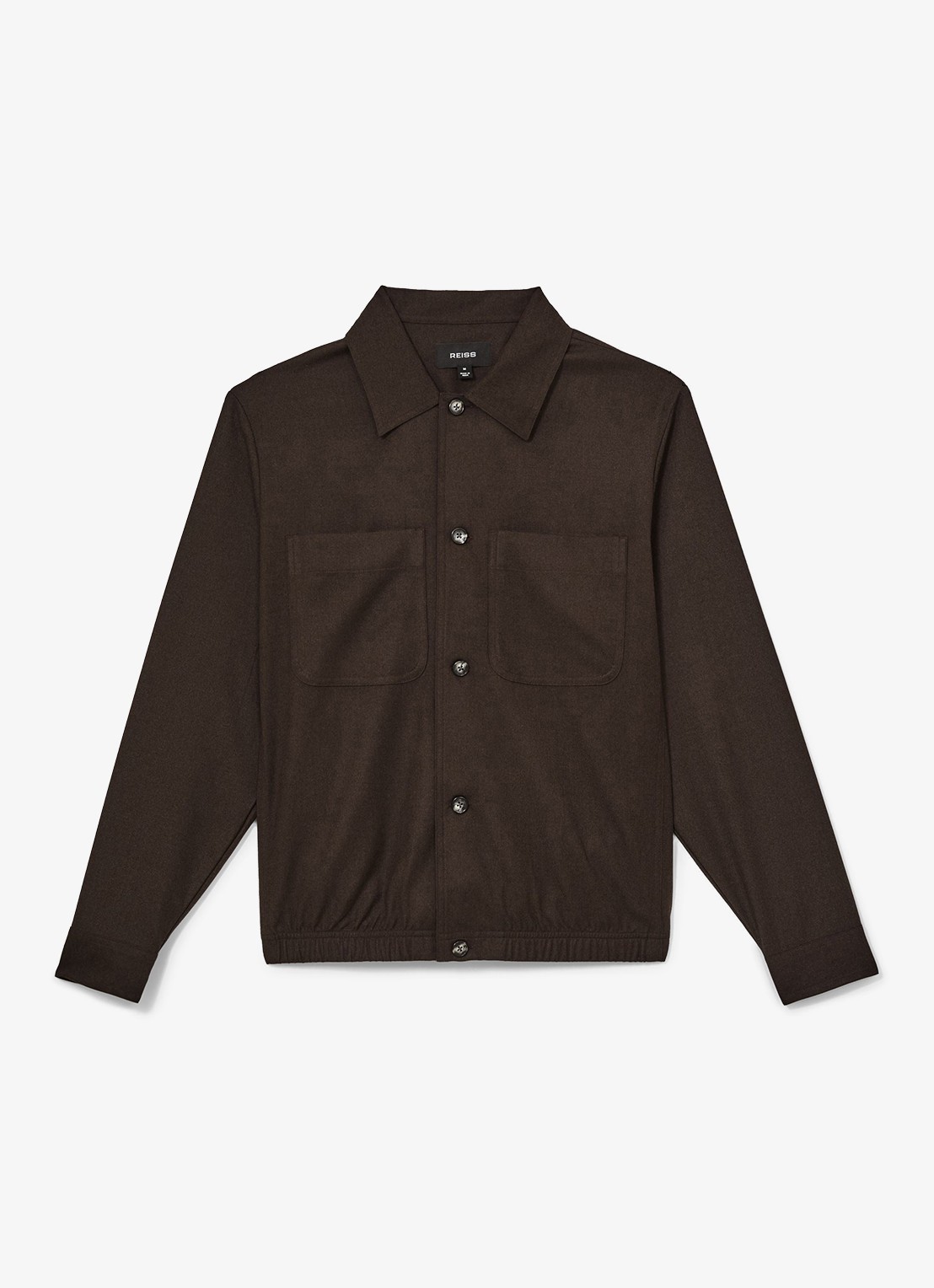Reiss PENGE overshirt in wolblend  - voorkant 2 chocoladebruin